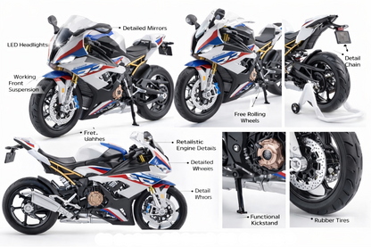 BMW S1000RR Die-Cast Sports Bike Model (1:12 Scale)